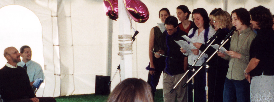 the choir serenades Fred
